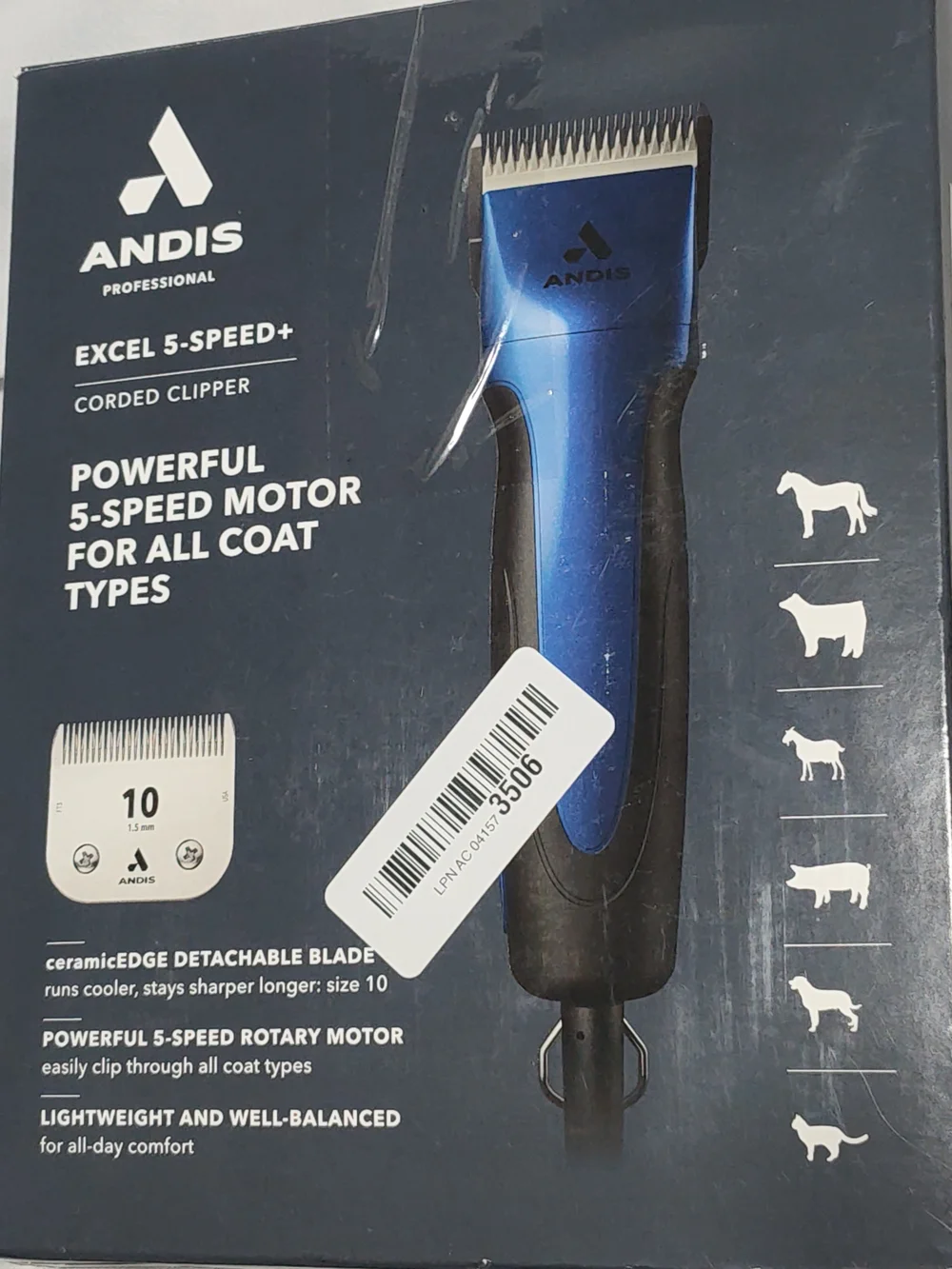 Andis 68520 Excel Professional 5-Speed Detachable Blade Clipper Kit - Animal/Dog